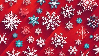 The primary subject of the image is a pattern of white snowflakes on a red background. The snowflakes are arranged in various shapes and sizes, creating a visually appealing and festive design. The setting is a red surface, which contrasts with the white snowflakes, adding depth and interest to the overall composition. The visual style of the image is a combination of digital art and illustration, as it features a well-crafted and detailed design. The colors and mood of the image are predomin